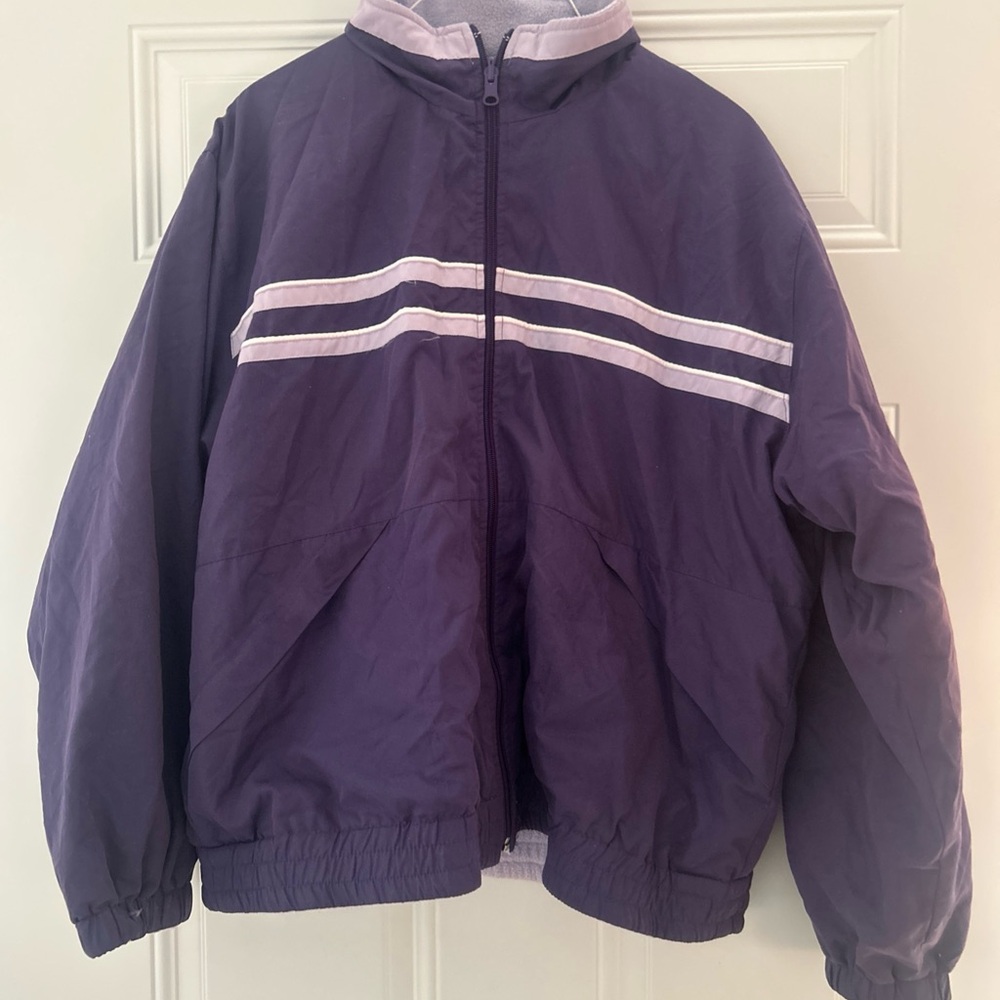 Purple Windbreaker Jacket  and pants with White Stripes